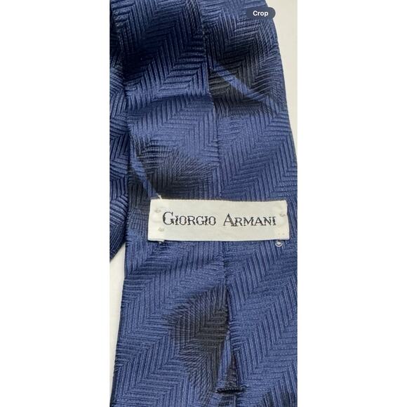 VINTAGE GIORGIO ARMANI NECKTIE 100% SILK Made ITALY Blue/Black - Picture 5 of 6